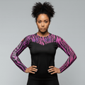 Pink Stripes women's BJJ rash guard | Long sleeve compression top for grappling - BJJ OUTLET