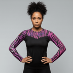 Pink Stripes women's BJJ rash guard | Long sleeve compression top for grappling - BJJ OUTLET
