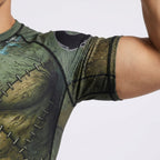 Green Stitch BJJ Rash Guard | Short Sleeve Compression Top For No - Gi Grappling - BJJ OUTLET