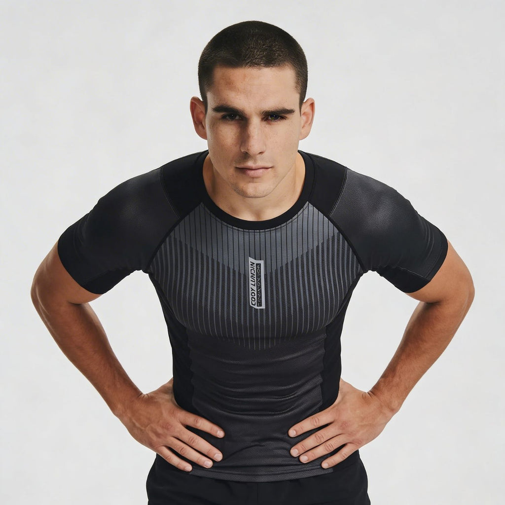 Obsidian Flow BJJ rash guard | Short sleeve compression top for BJJ, MMA & grappling - BJJ OUTLET