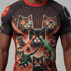 Laser Cats BJJ Rash Guard | Short Sleeve Compression Top For No - Gi Grappling - BJJ OUTLET