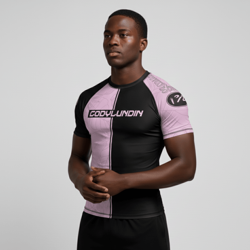 Pink & Black BJJ rash guard | Compression top for grappling - BJJ OUTLET