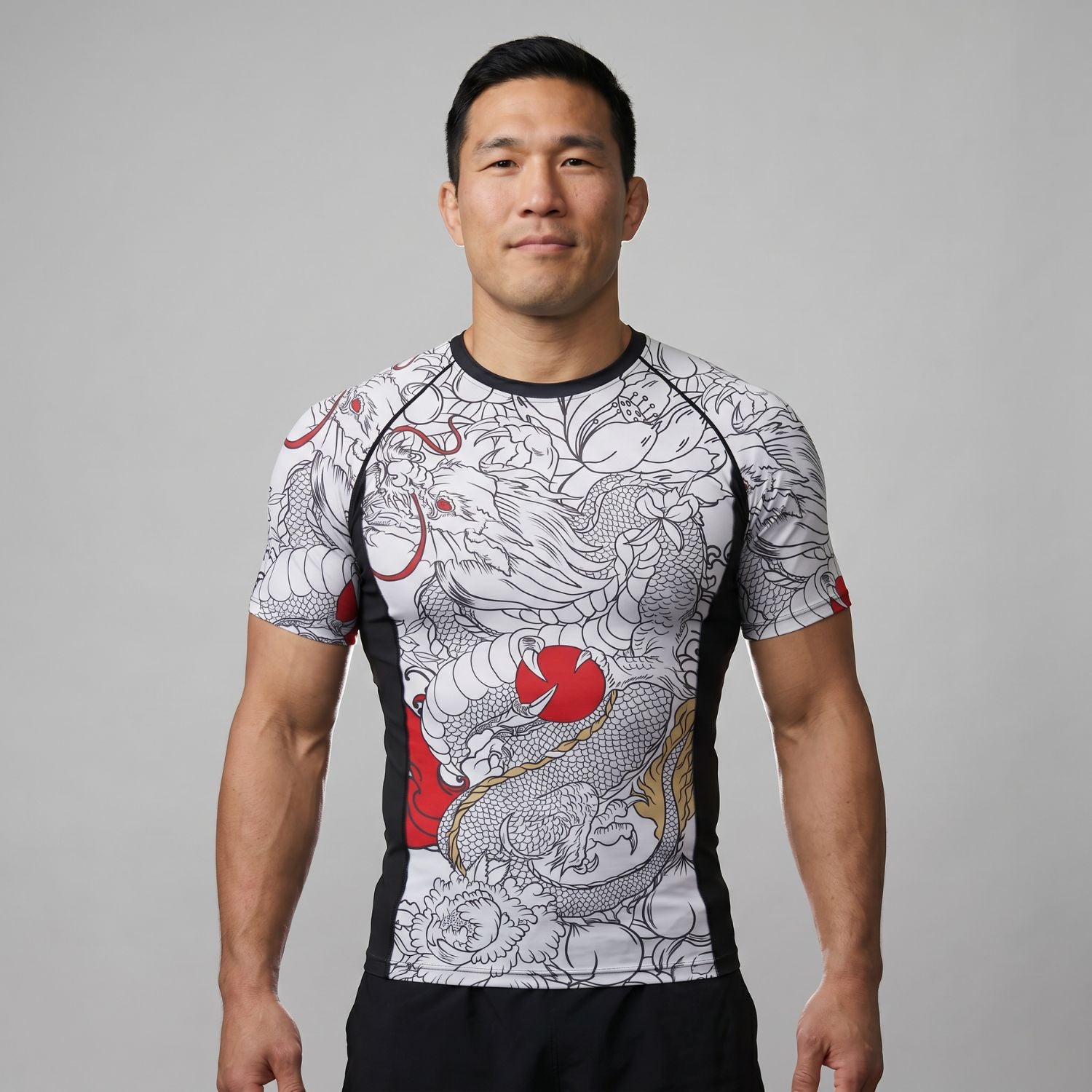 BJJ Rash Guard Short Sleeve - Irezumi - No - Gi Jiu Jitsu & MMA Compression Top - BJJ OUTLET