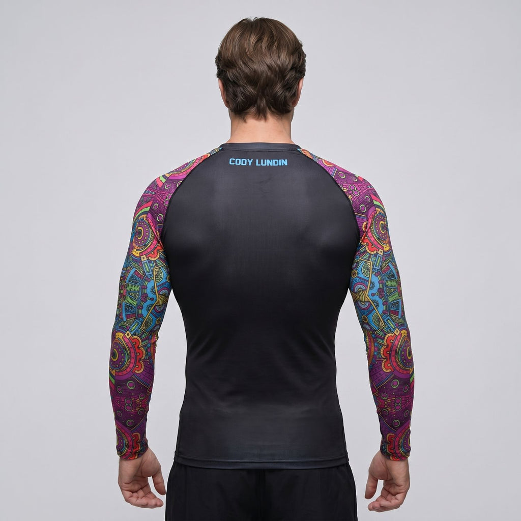 BJJ Rash Guard Long Sleeve - Aztec - No - Gi Jiu Jitsu Compression Top - BJJ OUTLET