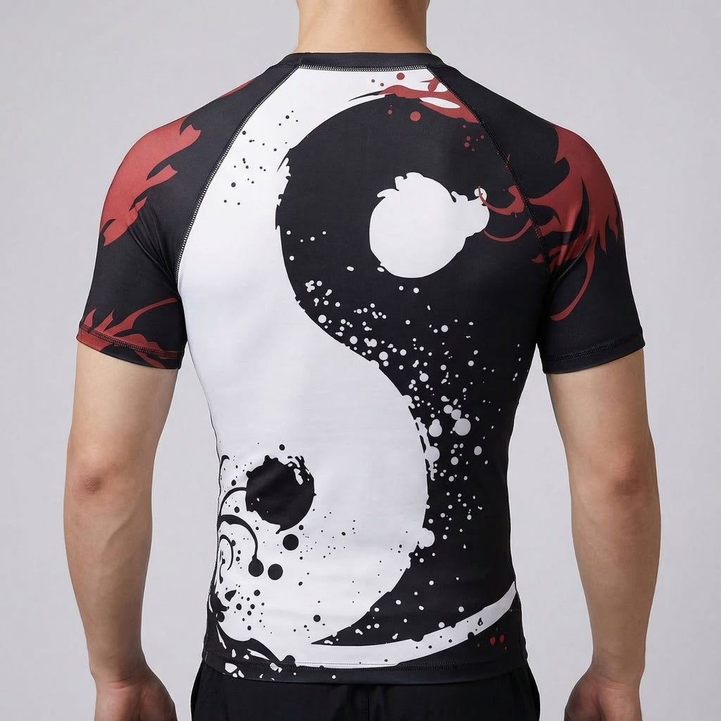 Yin Yang BJJ rash guard | Short Sleeve Compression Top For No - Gi Grappling - BJJ OUTLET