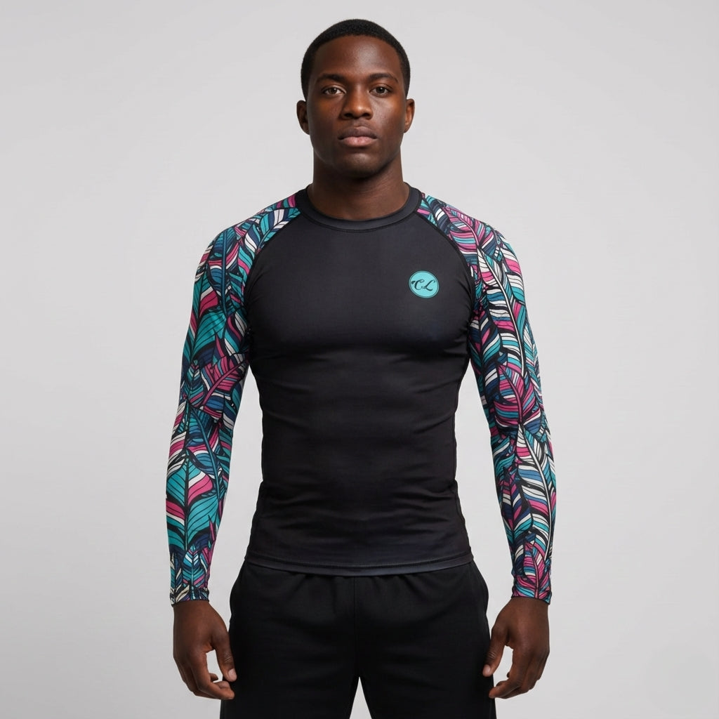 Floral BJJ rash guard | Long sleeve compression top