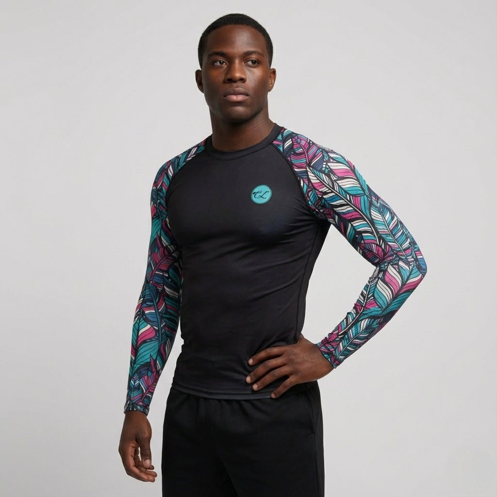 Floral BJJ rash guard | Long sleeve compression top - BJJ OUTLET