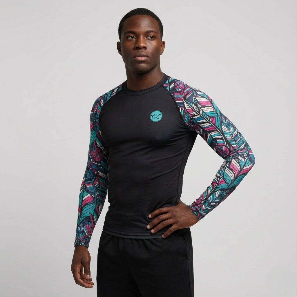 Floral BJJ rash guard | Long sleeve compression top