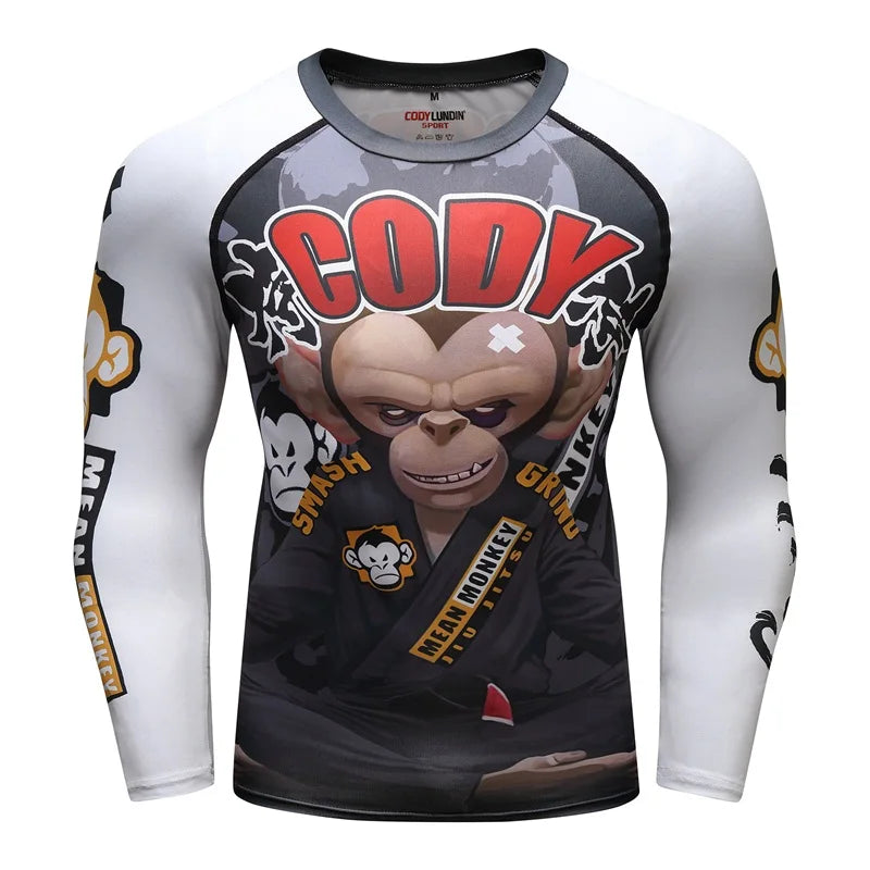 Mean Monkey BJJ rash guard | Long sleeve compression top for grappling