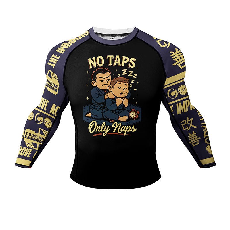 BJJ Rash Guard Long Sleeve - No Taps - No - Gi Jiu Jitsu & MMA Compression Top - BJJ OUTLET