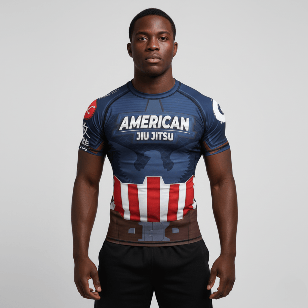 American Jiu Jitsu rash guard | Short sleeve compression top - BJJ OUTLET