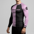 Pink & Black BJJ rash guard | Long sleeve compression top for grappling and BJJ - BJJ OUTLET