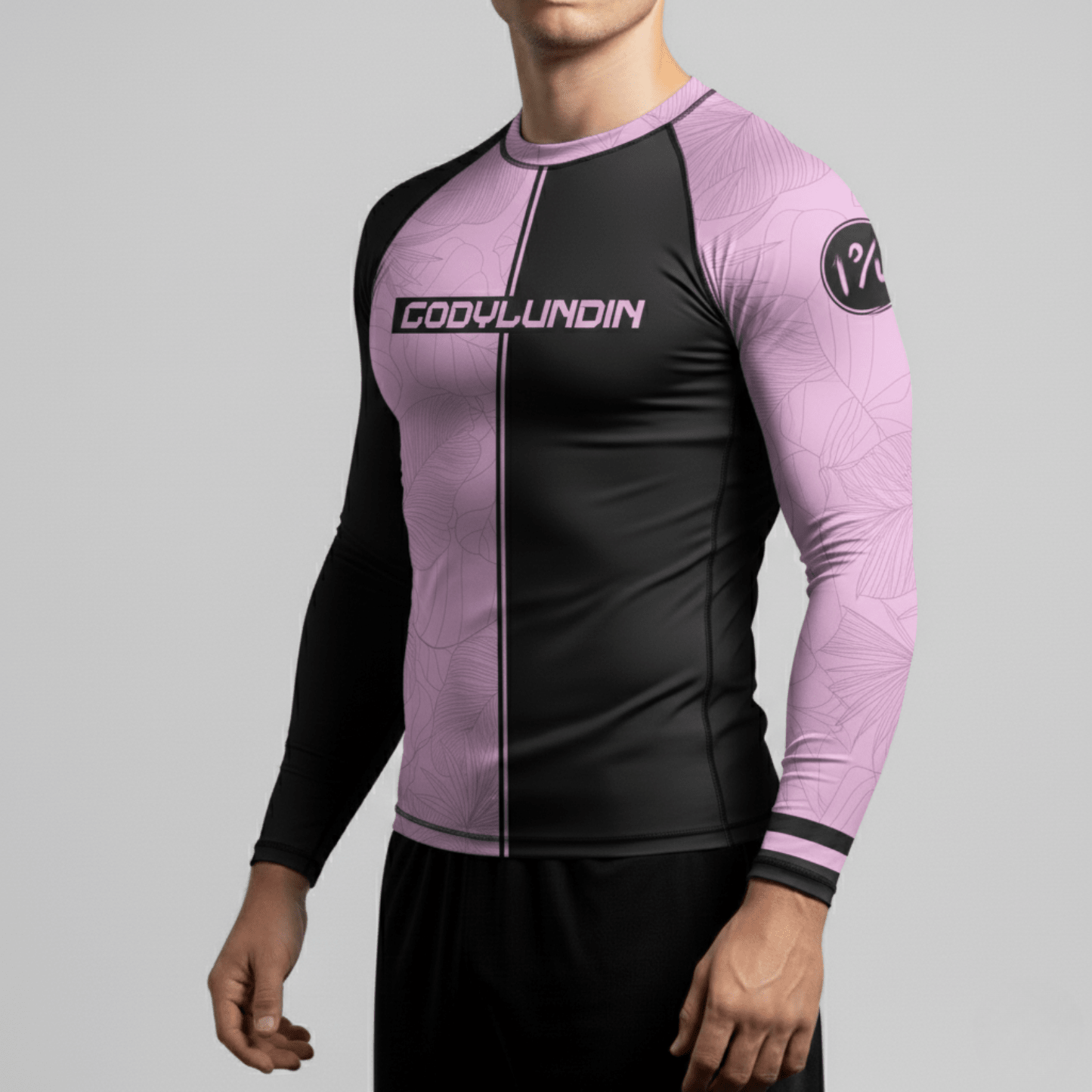 Pink & Black BJJ rash guard | Long sleeve compression top for grappling and BJJ - BJJ OUTLET
