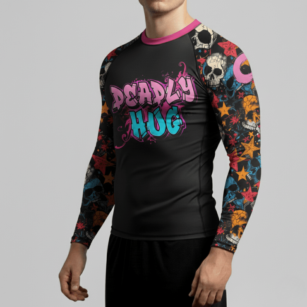 Deadly Hugs BJJ Rash guard | Long sleeve compression top for BJJ & no - gi grappling - BJJ OUTLET
