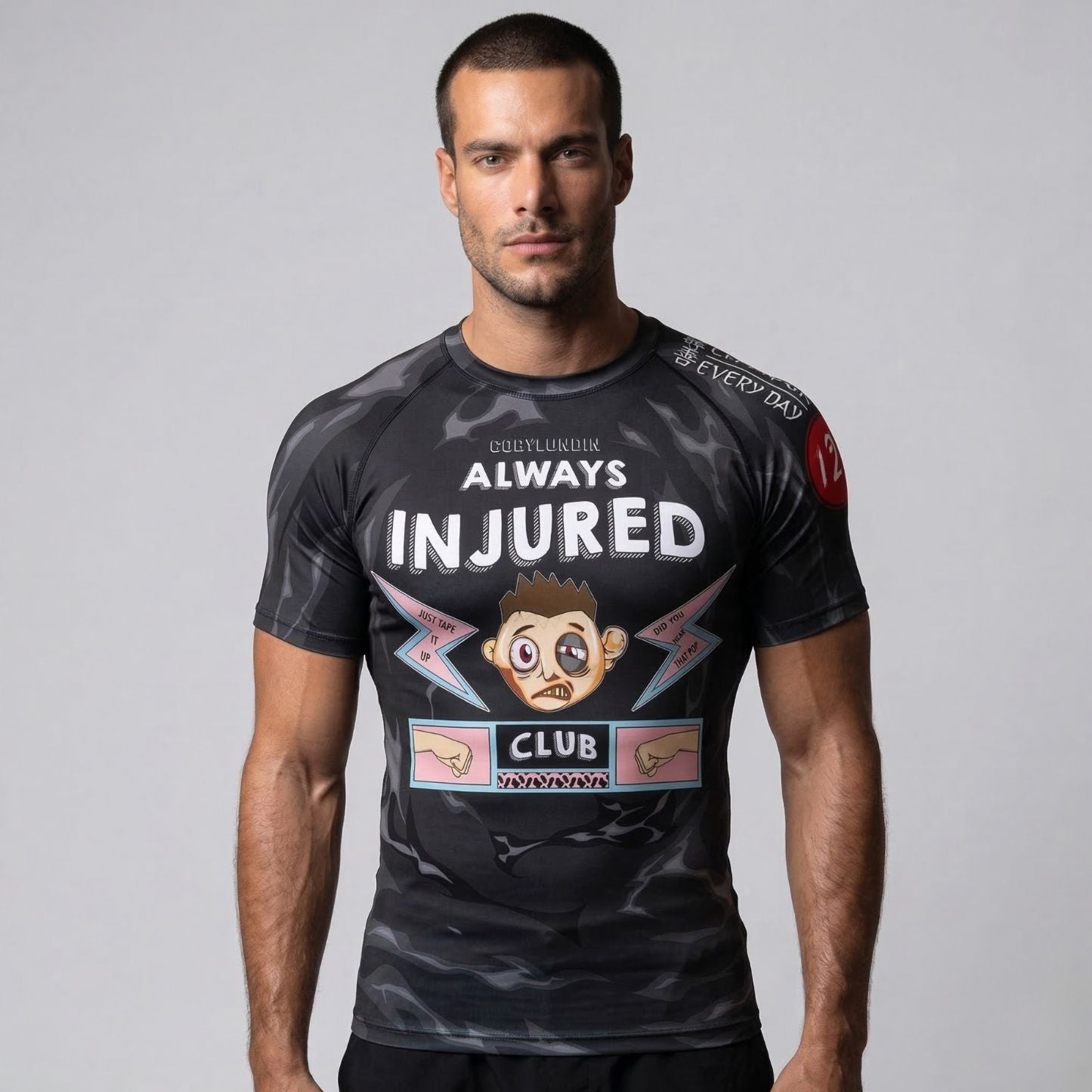Always Injured Club BJJ rash guard | Compression top for grappling - BJJ OUTLET