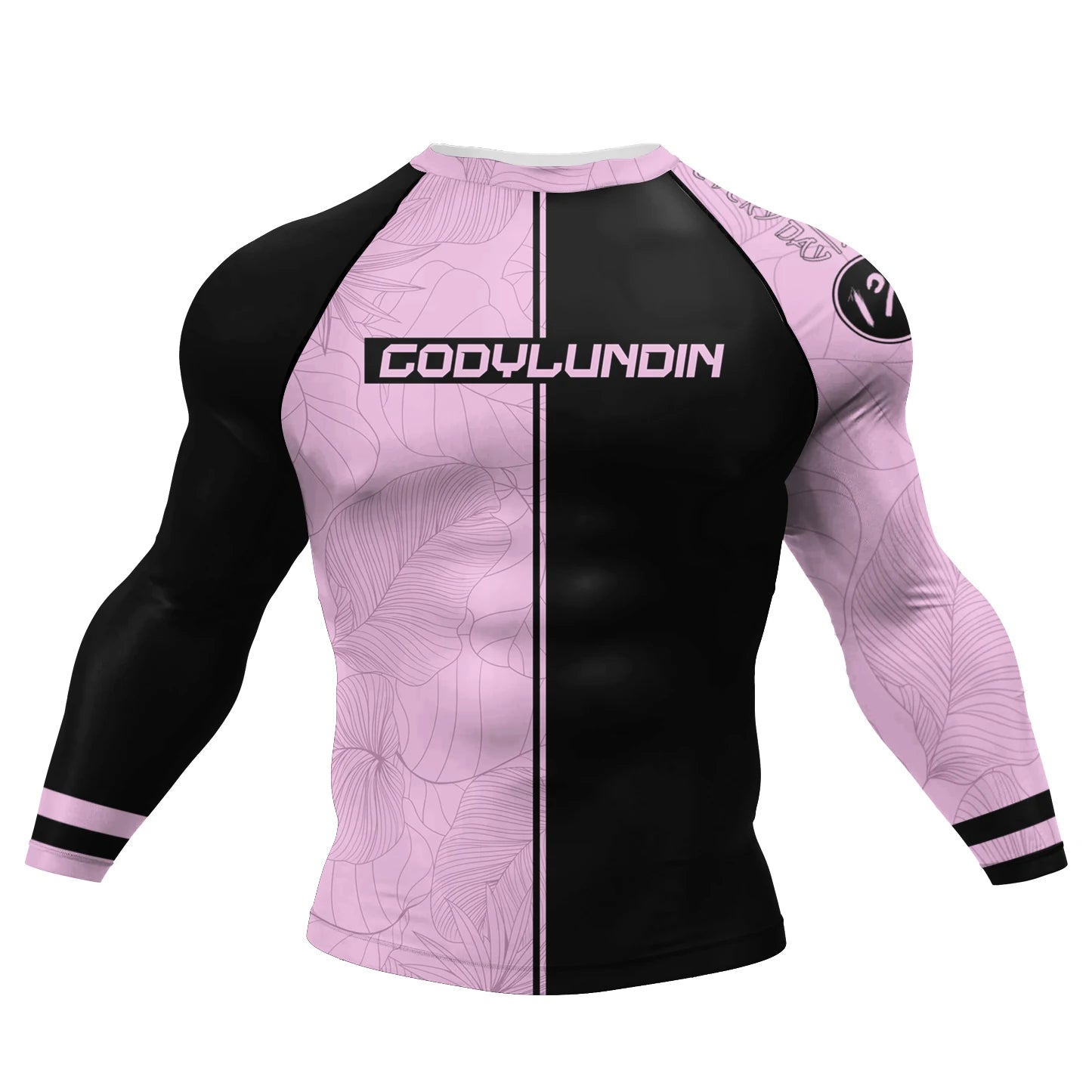 Pink & Black BJJ rash guard | Long sleeve compression top for grappling and BJJ - BJJ OUTLET