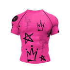 Pink Graffiti BJJ rash guard | Short sleeve compression top for grappling - BJJ OUTLET