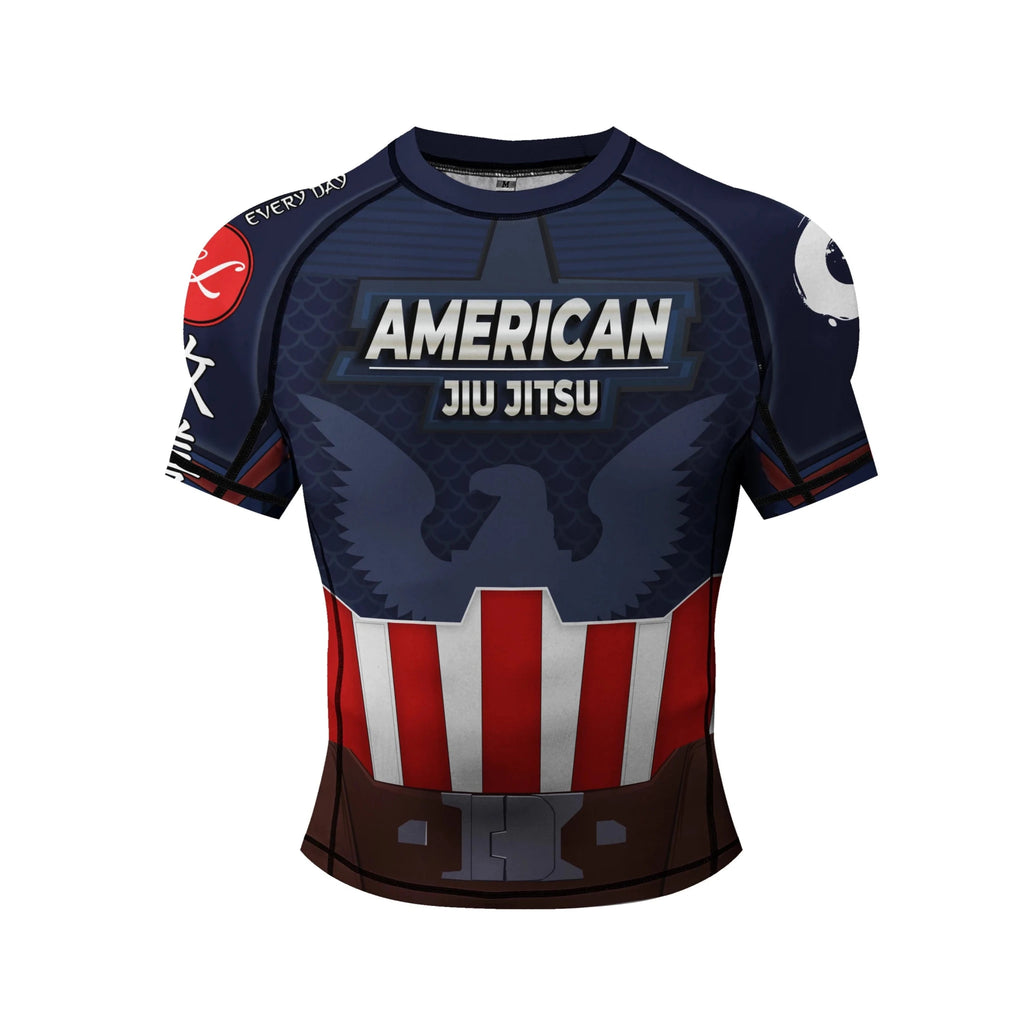 American Jiu Jitsu rash guard | Short sleeve compression top - BJJ OUTLET