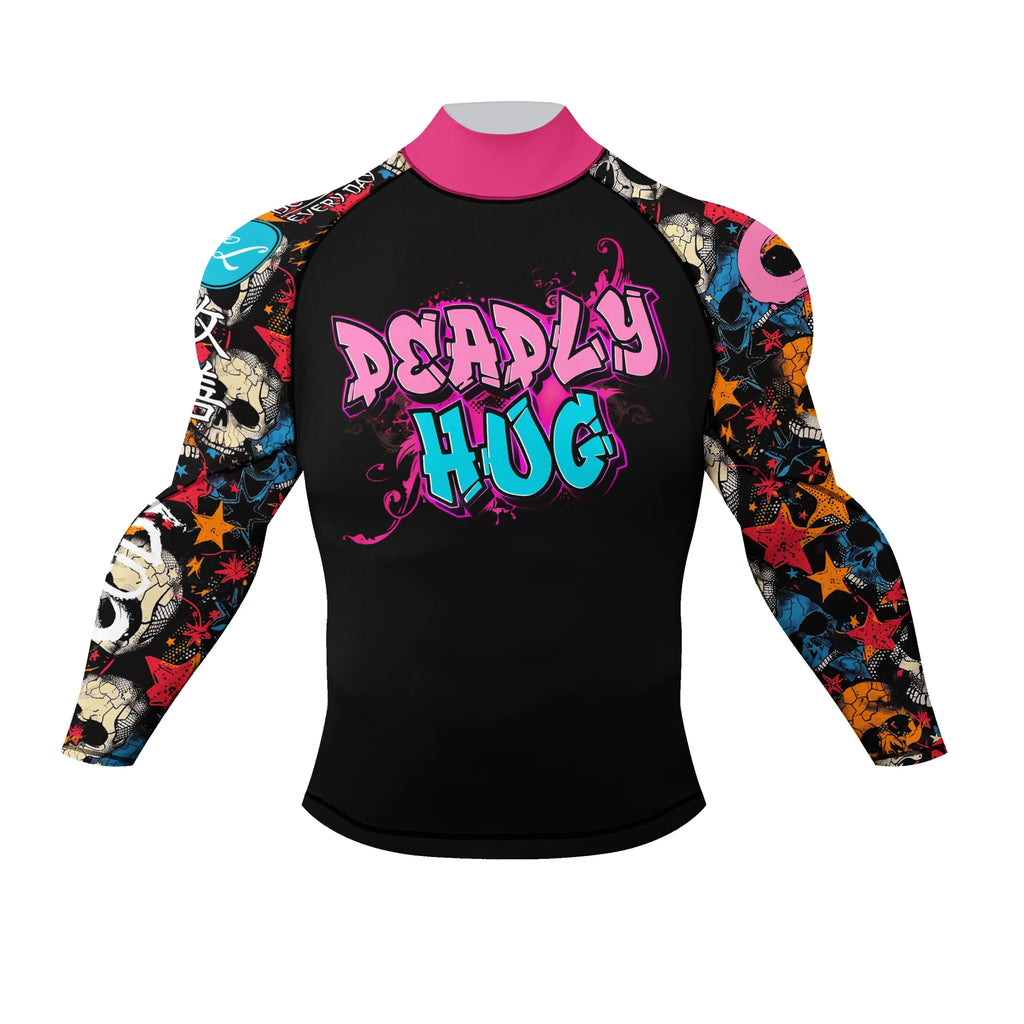 Deadly Hugs BJJ Rash guard | Long sleeve compression top for BJJ & no - gi grappling - BJJ OUTLET