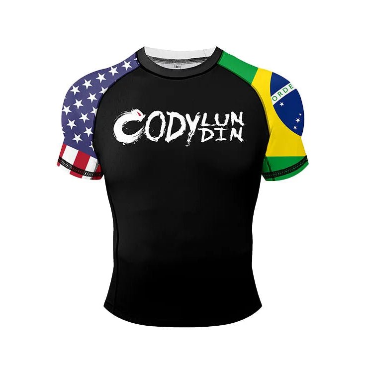Dual Heritage BJJ Rash Guard | Short Sleeve Compression Top For No - Gi Grappling - BJJ OUTLET