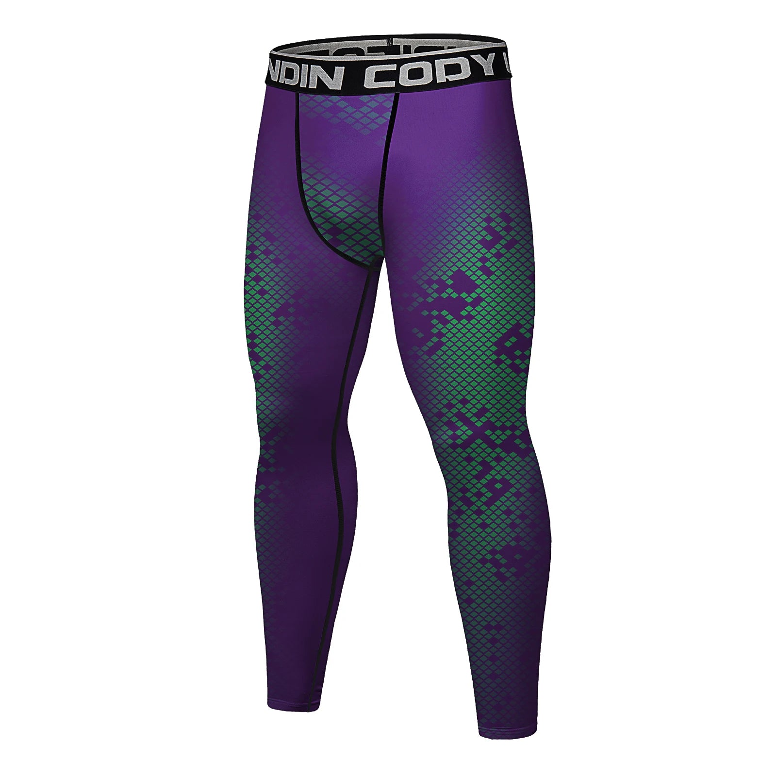 Purple & Green Hex grappling Spats | Compression Tights For BJJ & MMA