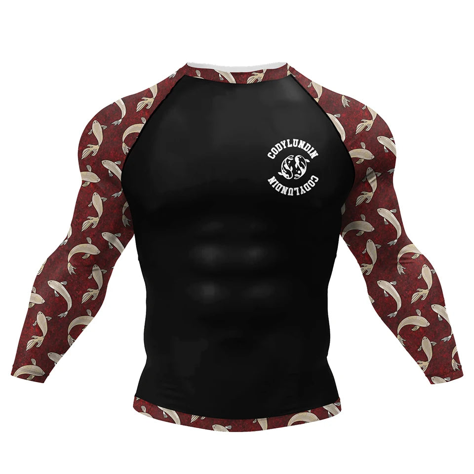 Red Koi BJJ rash guard | Premium compression top for MMA & grappling