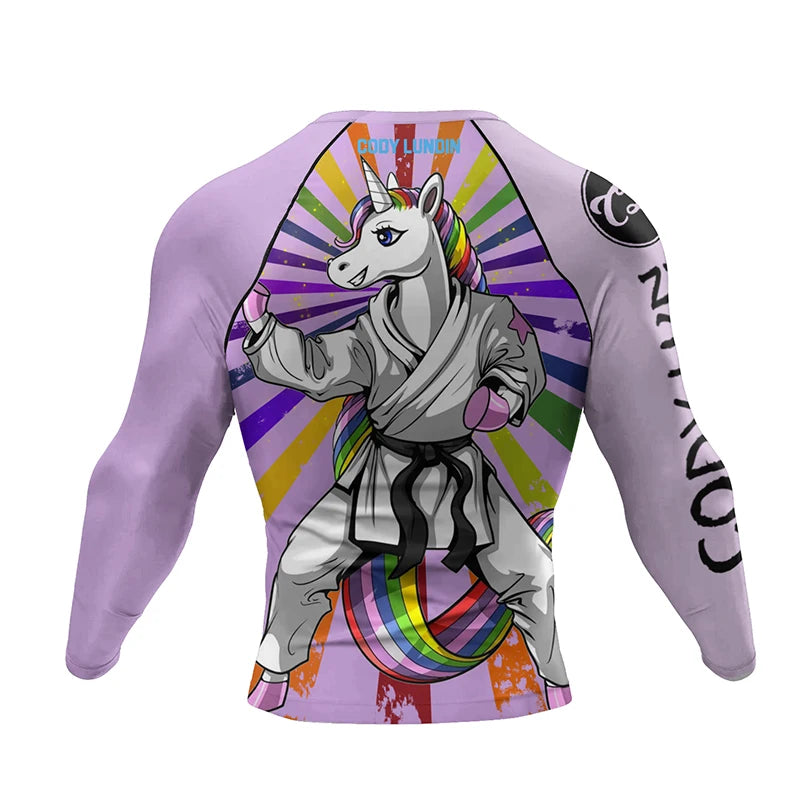 Pink Pony BJJ Rash guard | Long Sleeve compression top for BJJ and Grappling