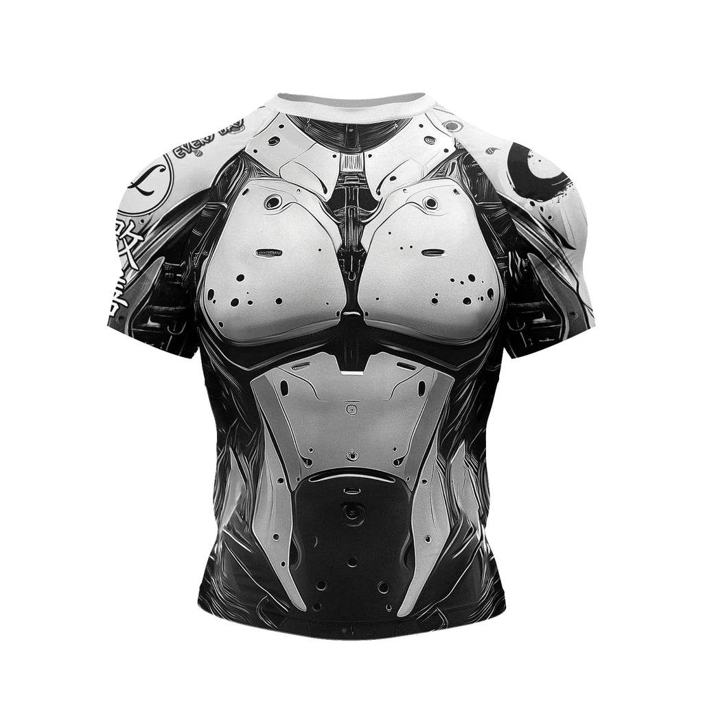 White Armor BJJ Rash Guard | Short Sleeve Compression Top For No - Gi Grappling - BJJ OUTLET