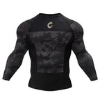 Black Camo BJJ Rash Guard | Long Sleeve Compression Top For No - Gi Grappling - BJJ OUTLET