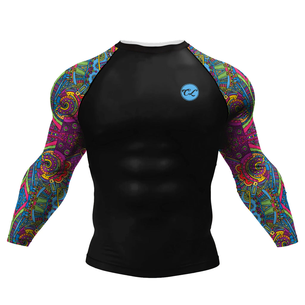 Aztec BJJ Rash Guard | Long Sleeve Compression Top For No-Gi Grappling