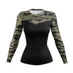 Camo women's BJJ rash guard | Long sleeve compression top for grappling