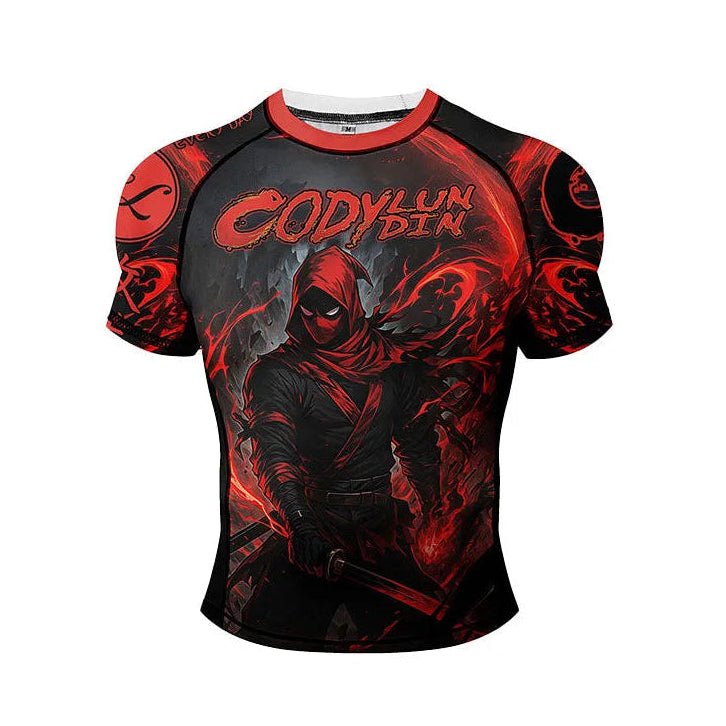 Red Assassin BJJ Rash Guard | Short Sleeve Compression Top For No - Gi - BJJ OUTLET