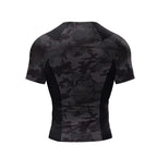 Black Camo BJJ Rash Guard | Short Sleeve Compression Top For No-Gi Grappling