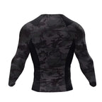 BJJ Rash Guard Long Sleeve - Black Camo - No-Gi Jiu Jitsu & MMA Compression Top