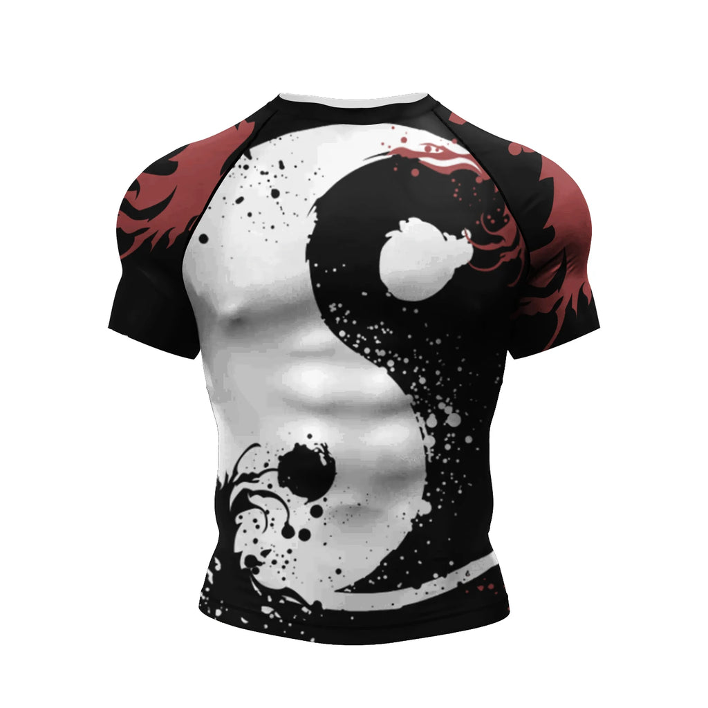 Yin Yang BJJ rash guard | Short Sleeve Compression Top For No - Gi Grappling - BJJ OUTLET