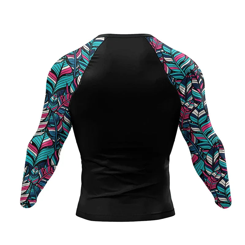 Floral BJJ rash guard | Long sleeve compression top