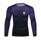 Purple Hex BJJ rash guard | Long sleeve compression top for grappling - BJJ OUTLET
