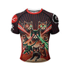 Laser Cats BJJ Rash Guard | Short Sleeve Compression Top For No - Gi Grappling - BJJ OUTLET