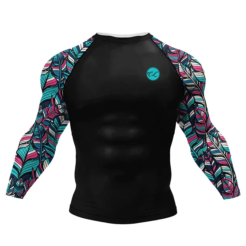 Floral BJJ rash guard | Long sleeve compression top