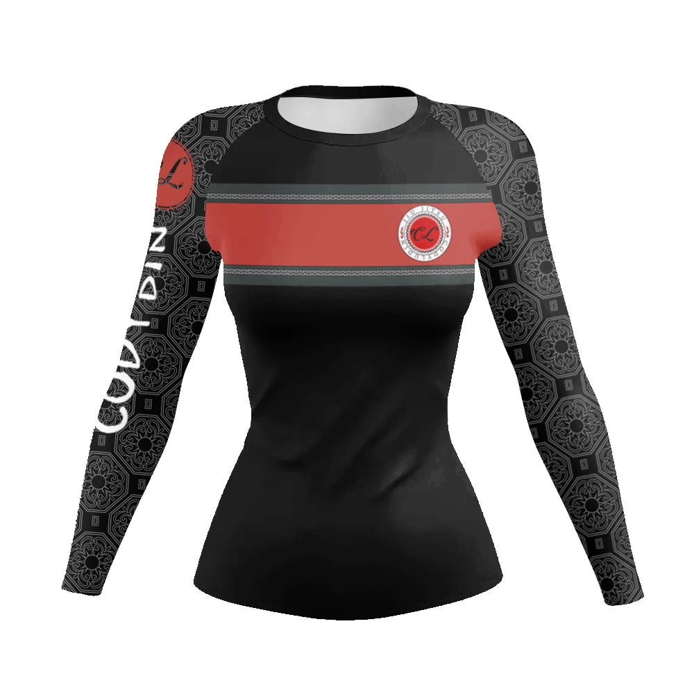Red Banner women's BJJ rash guard | Long sleeve compression top