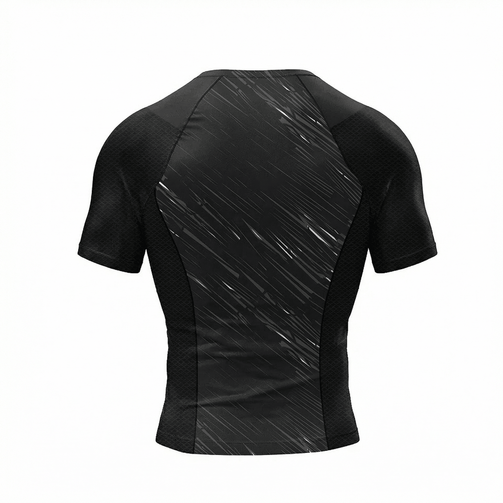 Black - Out BJJ rash guard | Short sleeve compression top for grappling and MMA - BJJ OUTLET