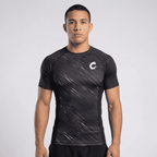 Black - Out BJJ rash guard | Short sleeve compression top for grappling and MMA - BJJ OUTLET