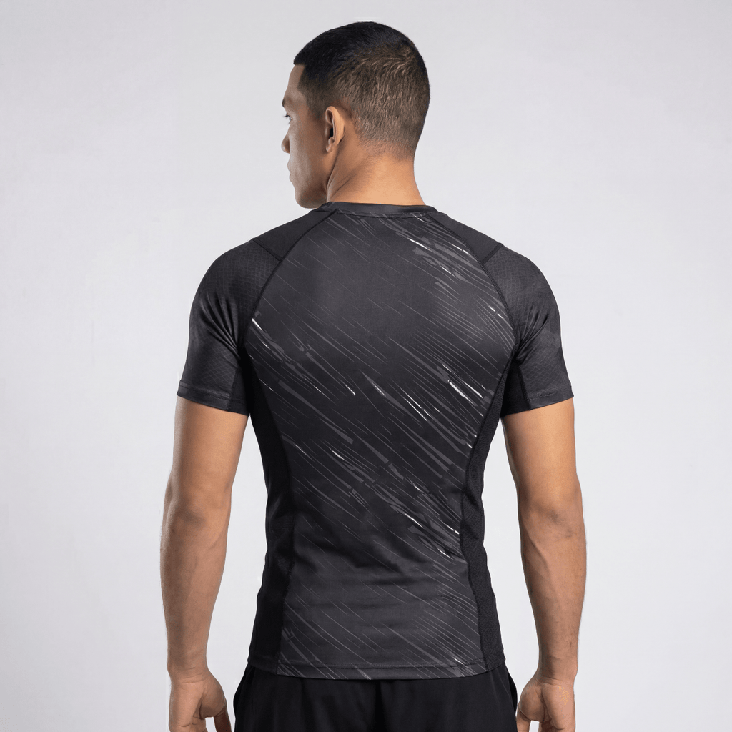 Black - Out BJJ rash guard | Short sleeve compression top for grappling and MMA - BJJ OUTLET