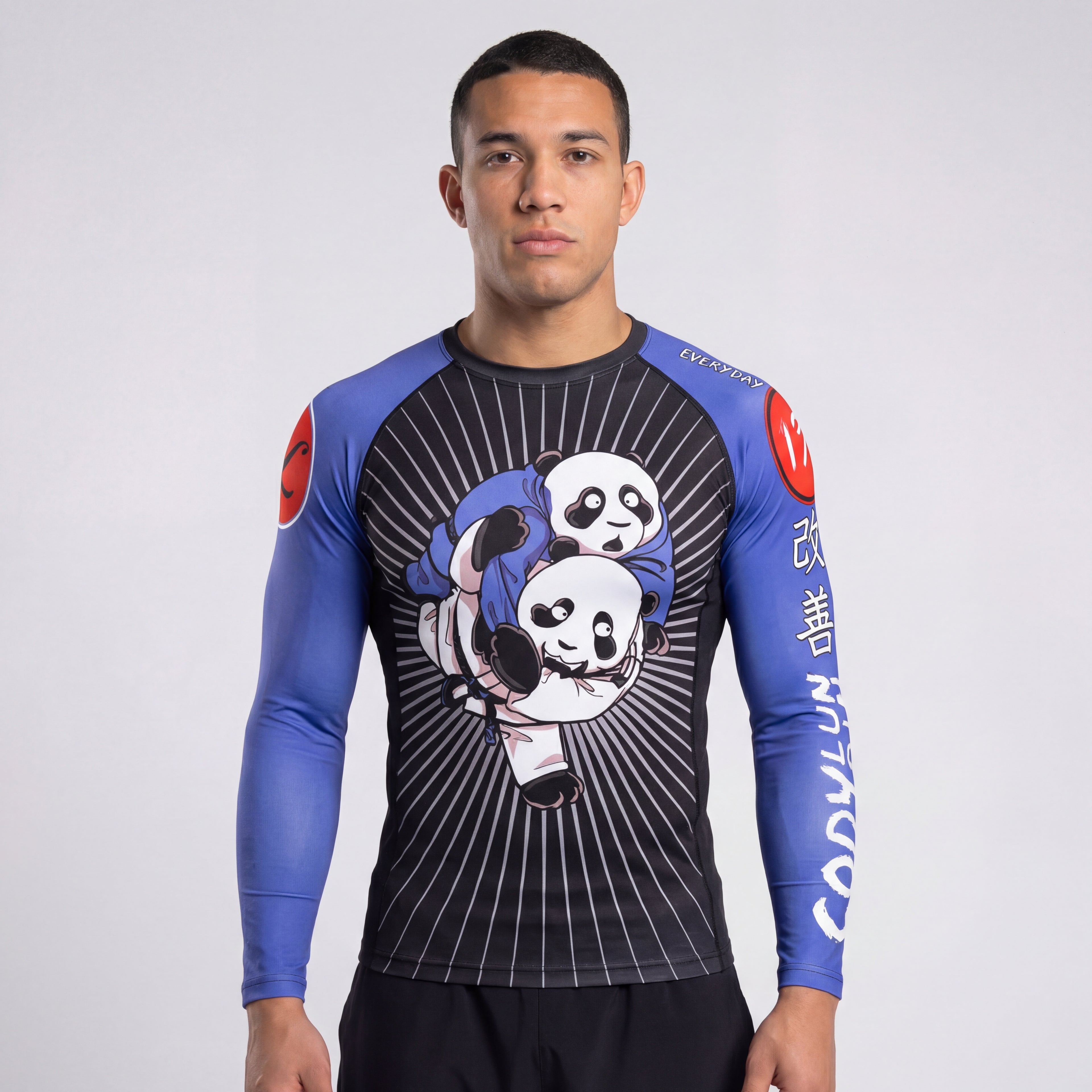 Hugging Panda BJJ rash guard | Long sleeve compression top for grappling