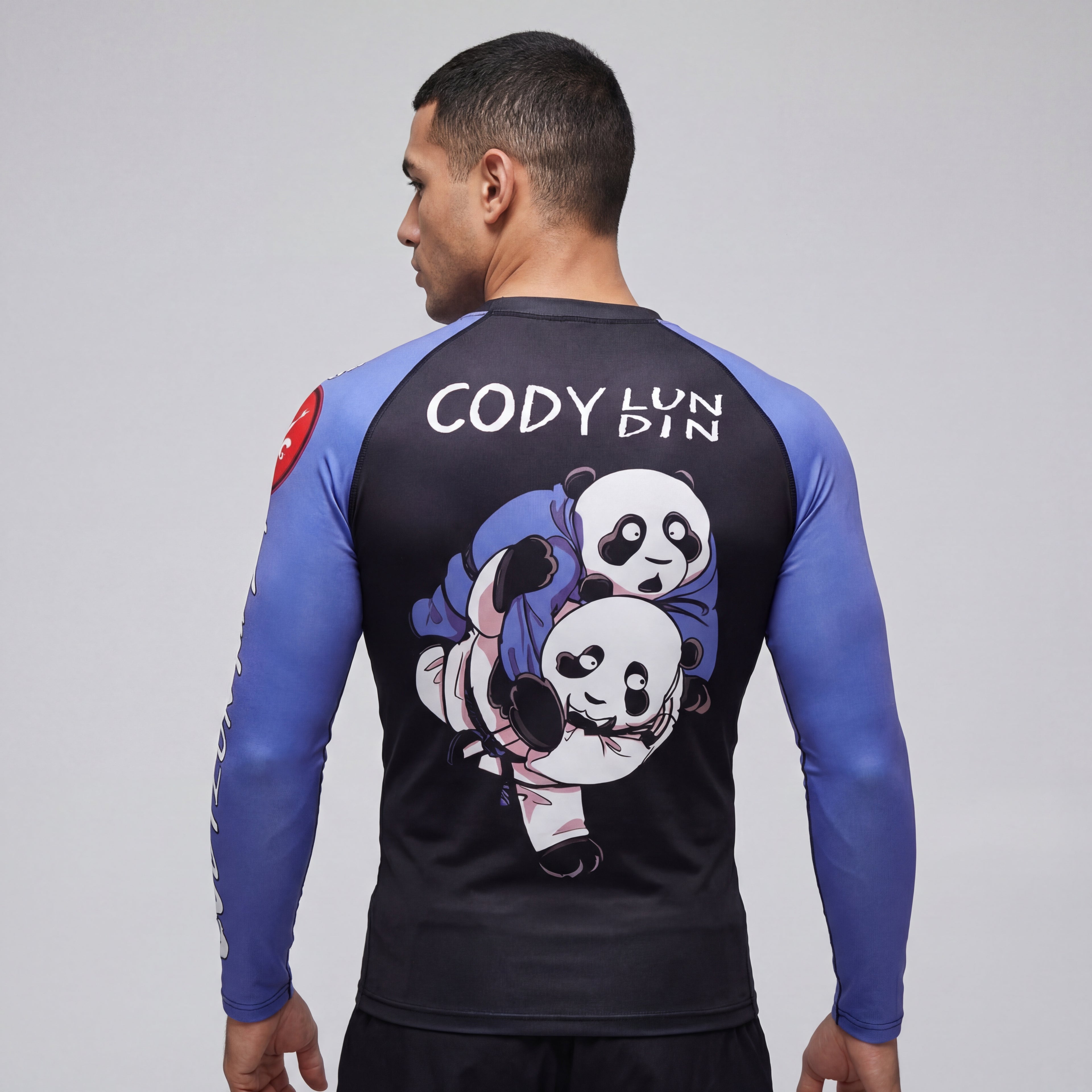 Hugging Panda BJJ rash guard | Long sleeve compression top for grappling