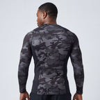 Black Camo BJJ Rash Guard | Long Sleeve Compression Top For No - Gi Grappling - BJJ OUTLET