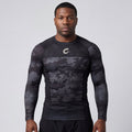 Black Camo BJJ Rash Guard | Long Sleeve Compression Top For No - Gi Grappling - BJJ OUTLET