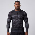 Black Camo BJJ Rash Guard | Long Sleeve Compression Top For No - Gi Grappling - BJJ OUTLET