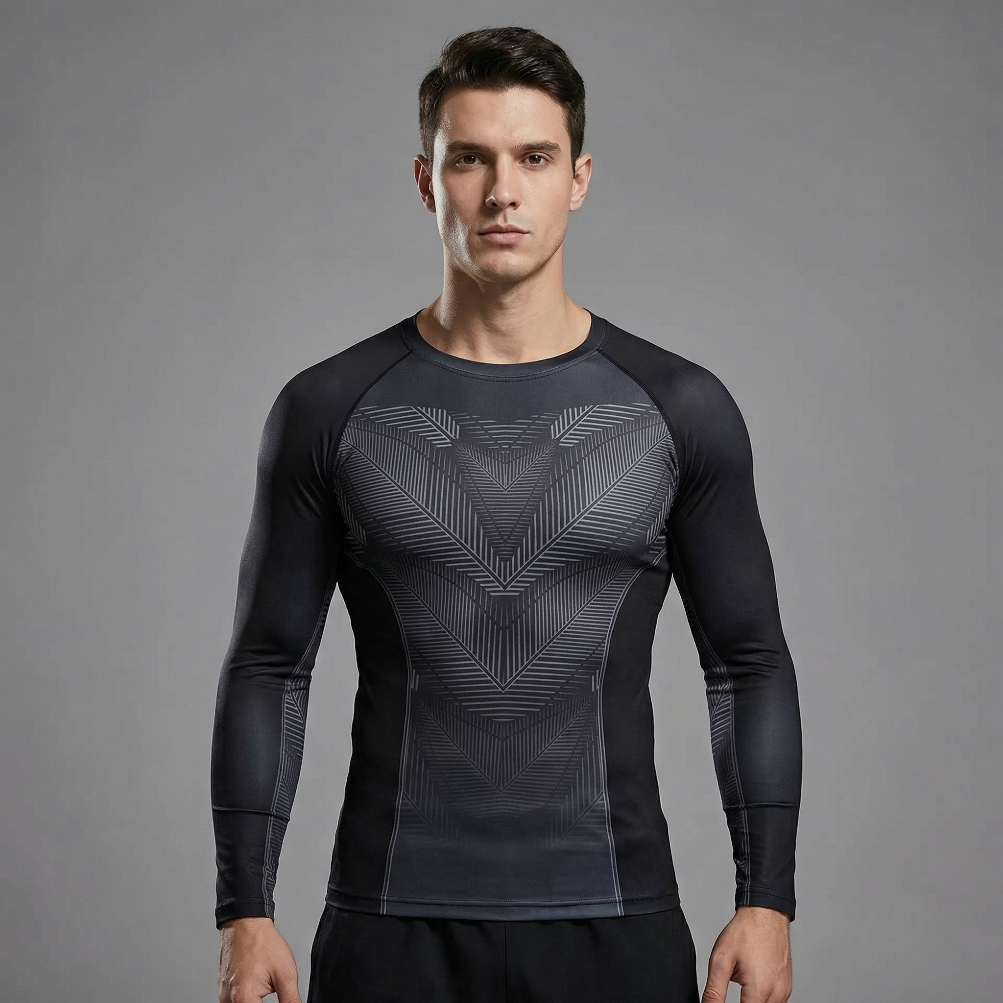 Black BJJ rash guard | Long sleeve compression top