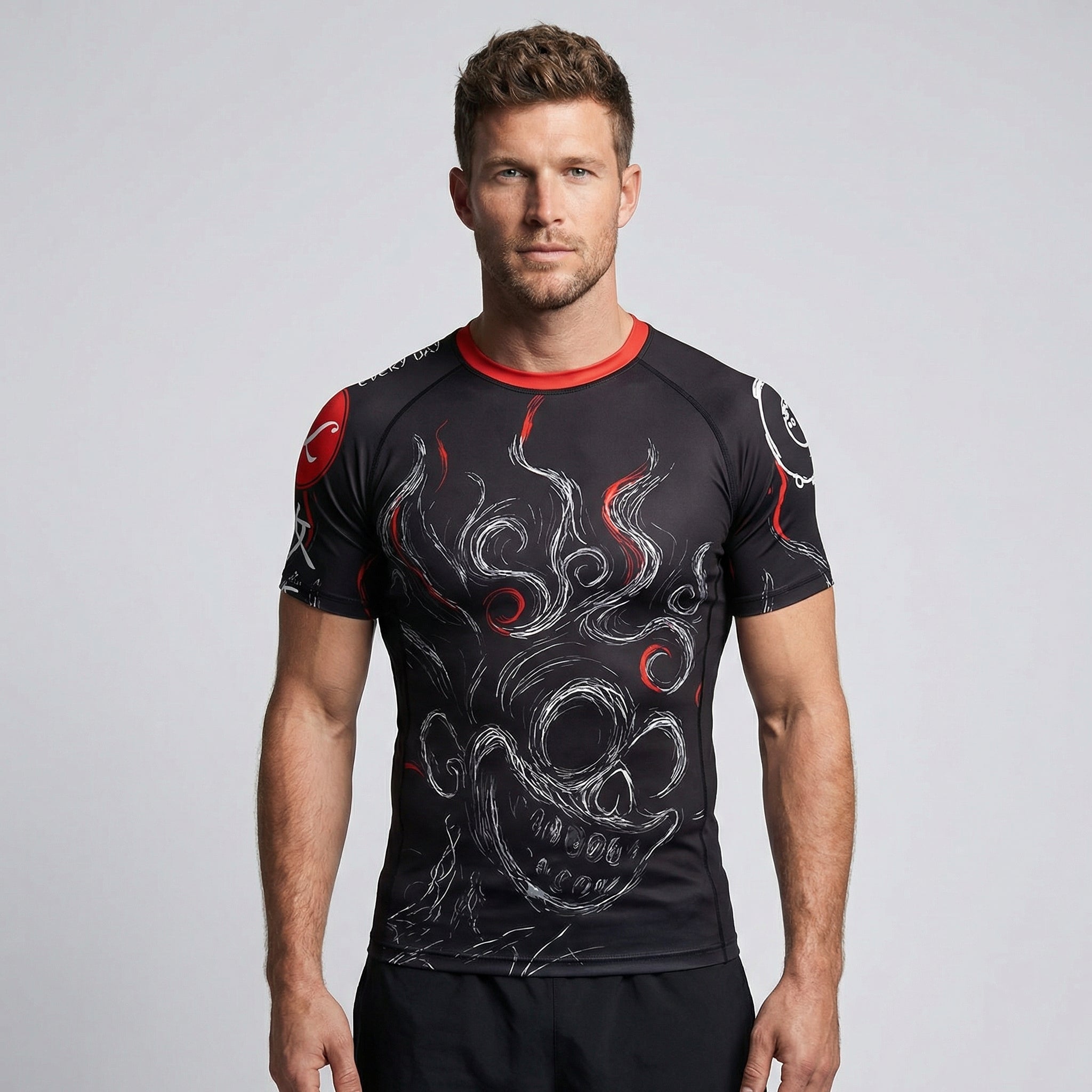 Generate a slight variation on this image, with the model taking a slightly angeled pose. Keep all else the same.